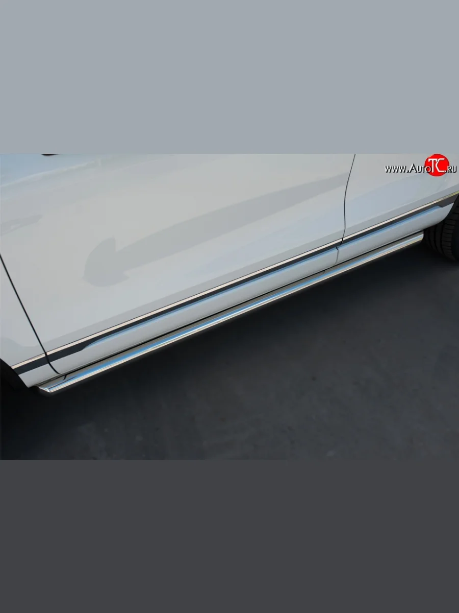 Защита порогов из круглой трубы диаметром 63 мм Russtal Volkswagen Touareg 2 NF рестайлинг (2014-2018)  в Воронеже Воронежской области