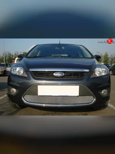 Сетка на бампер Russtal (хром) Ford Focus 2 хэтчбэк 3 дв. рестайлинг (2007-2011)