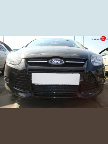 Сетка на бампер Russtal (черная) Ford Focus 3 хэтчбэк дорестайлинг (2010-2015)