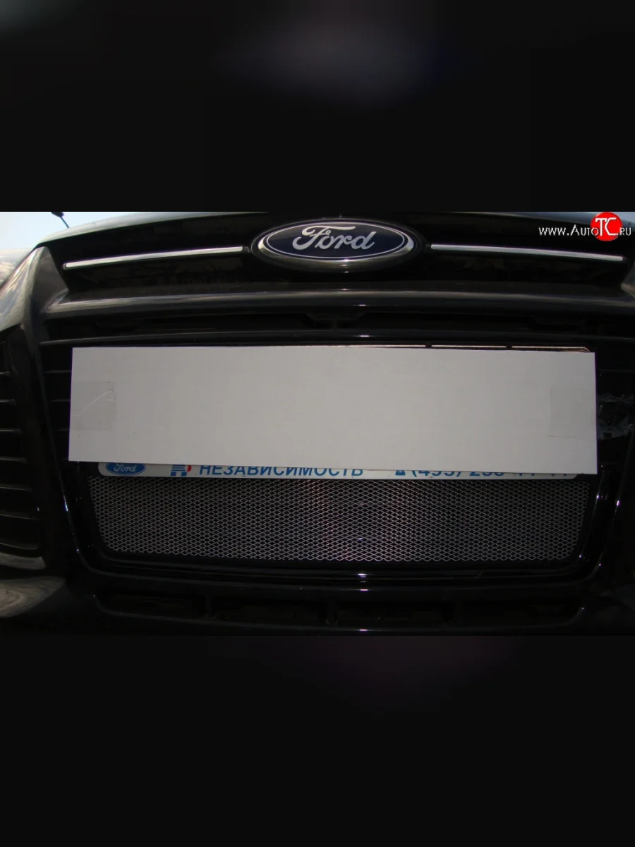 Сетка на бампер Russtal (хром) Ford Focus 3 хэтчбэк дорестайлинг (2010-2015)  с доставкой в г. Пермь