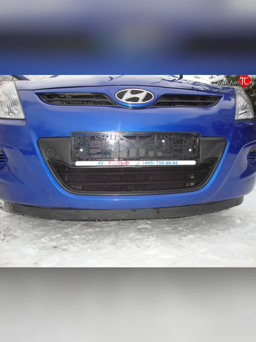 Сетка на бампер Russtal (черная) Hyundai i20 PB хэтчбэк дорестайлинг (2008-2012)  в Перми Пермском крае
