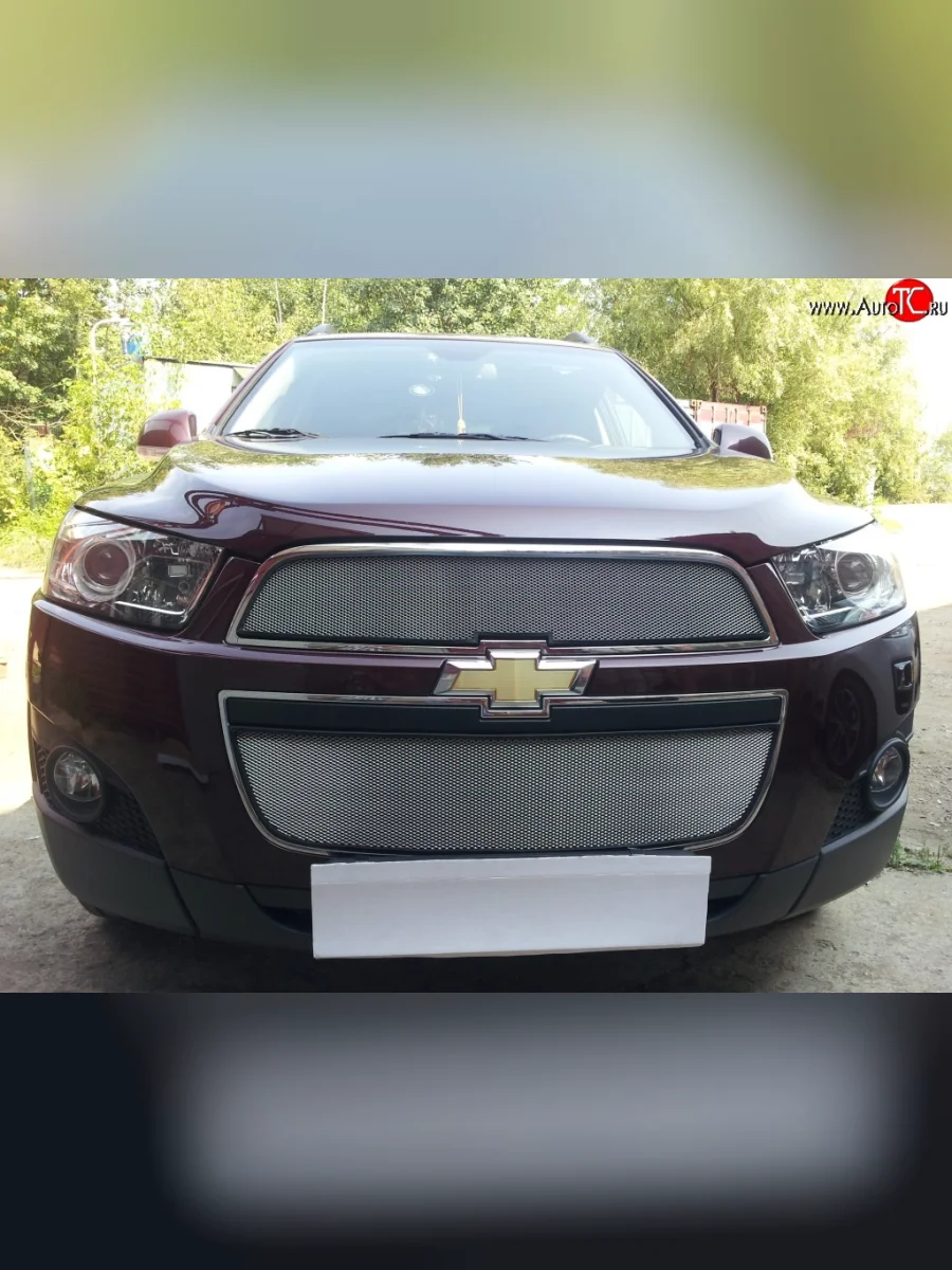 Сетка на бампер Russtal (хром) Chevrolet Captiva 1-ый рестайлинг (2011-2013)  в Воронеже Воронежской области