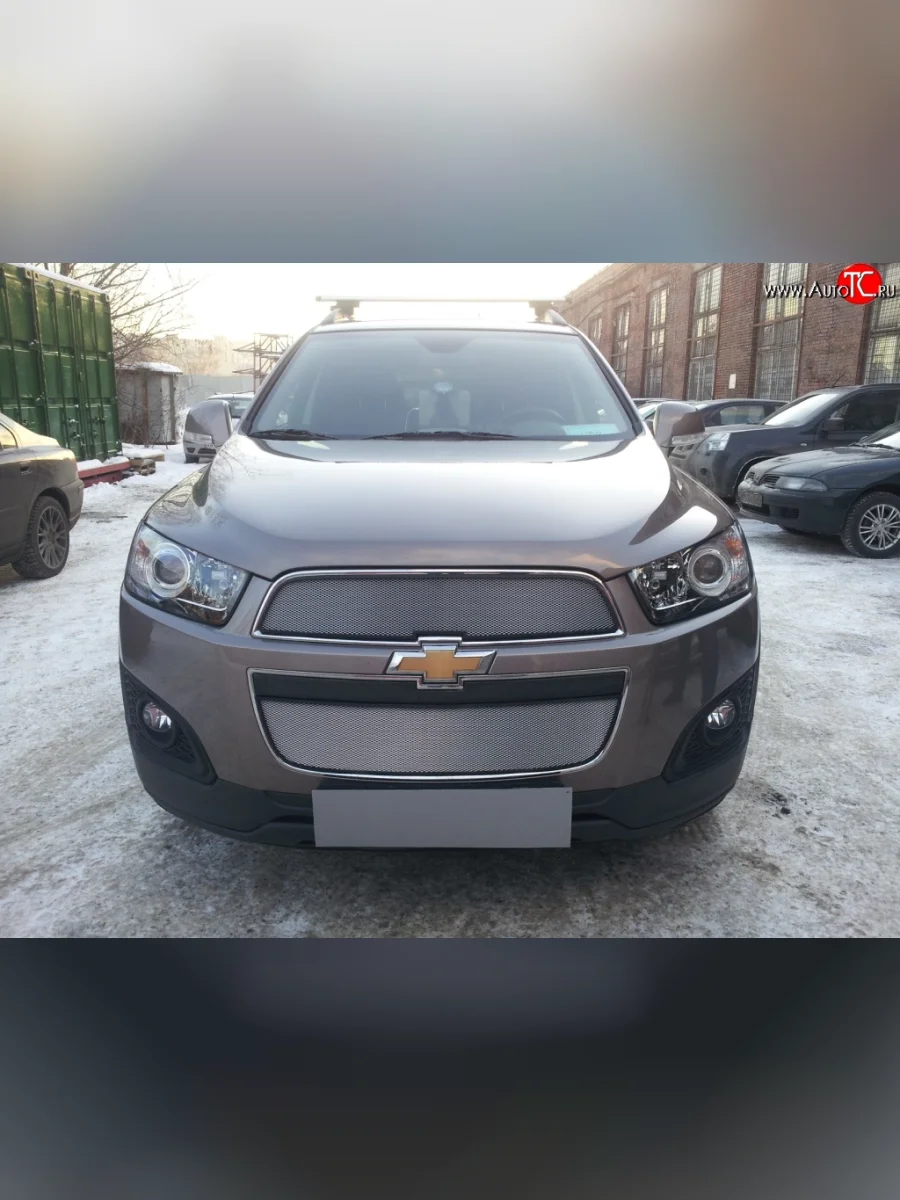 Сетка на бампер Russtal (хром) Chevrolet Captiva 2-ой рестайлинг (2013-2016)  в Самаре Самарской области