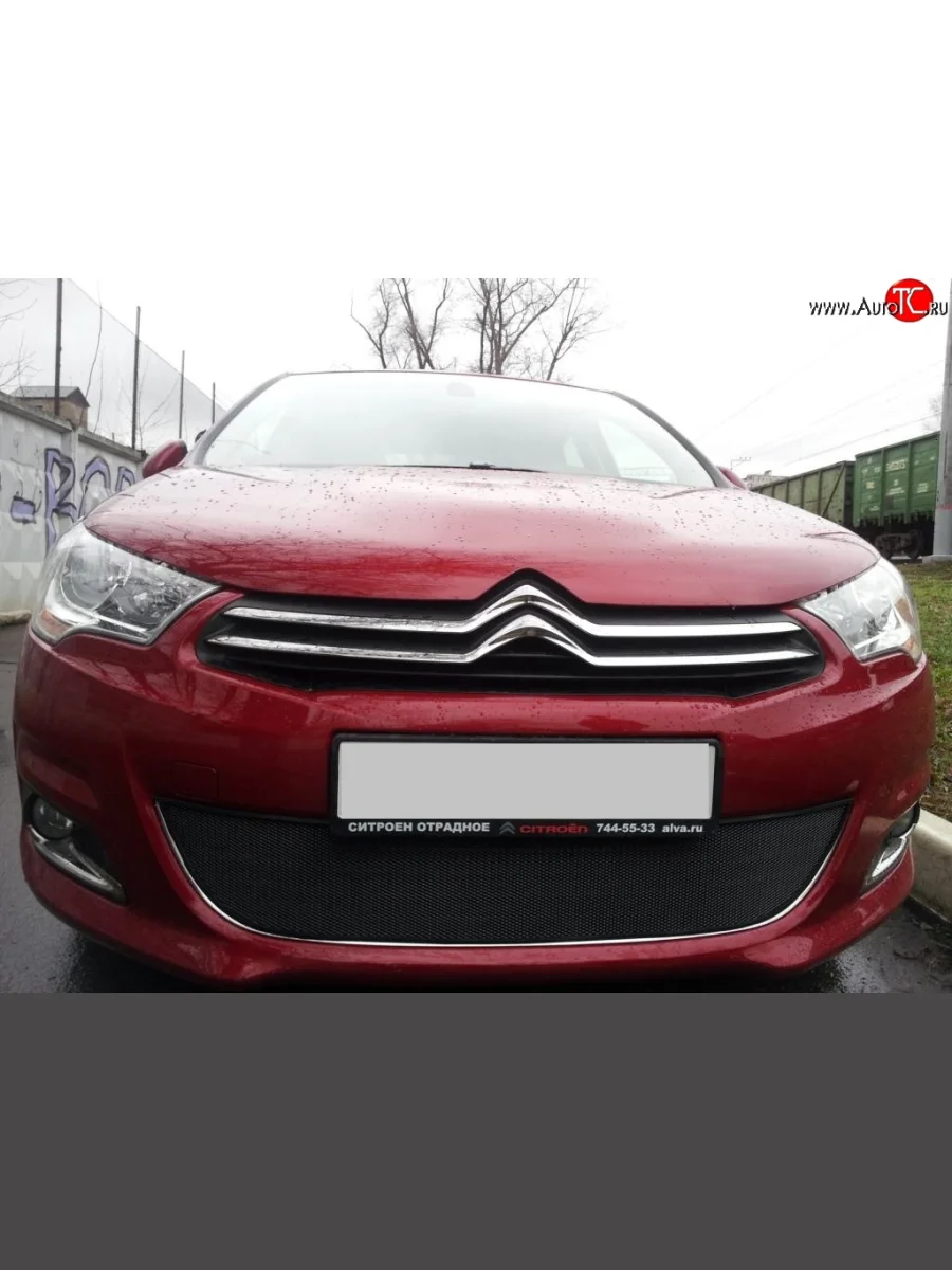 Сетка на бампер (хетчбек) Russtal (черная) CITROEN C4 B7 хэтчбэк 5 дв. (2011-2018)  с доставкой в г. Керчь