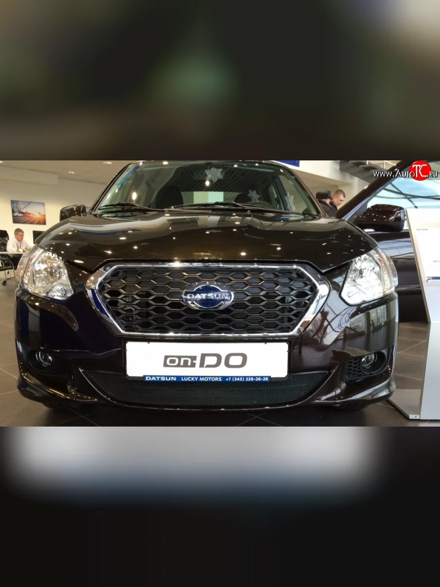 Сетка на бампер Russtal (черная) Datsun on-DO седан дорестайлинг (2014-2019)  с доставкой в г. Керчь