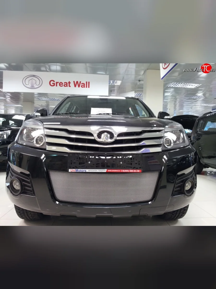 Сетка на бампер Russtal (хром) Great Wall Hover H3  дорестайлинг (2010-2014)  с доставкой в г. Пермь