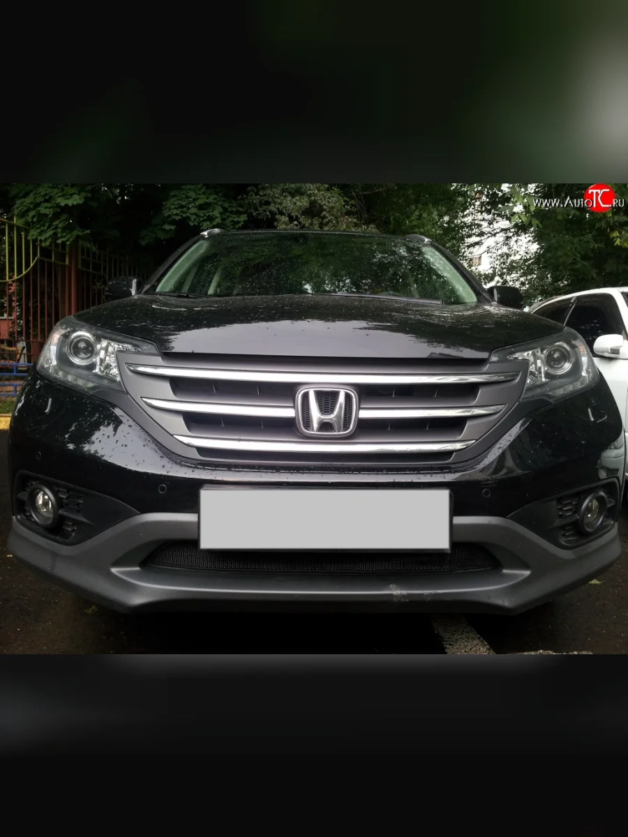 Сетка на бампер (2.0) Russtal (черная) Honda CR-V RM1,RM3,RM4 дорестайлинг (2012-2015)  в Керчи Республика Крым