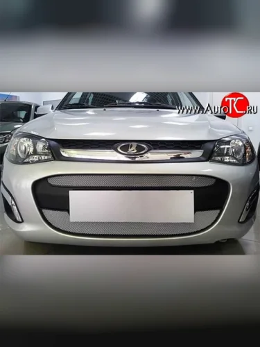 Сетка на бампер Russtal (хром) Лада ВАЗ Калина 2192 хэтчбек (2013-2018)