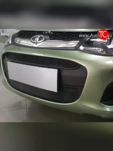 Сетка на бампер Russtal (черная) Лада ВАЗ Калина 2192 хэтчбек (2013-2018)