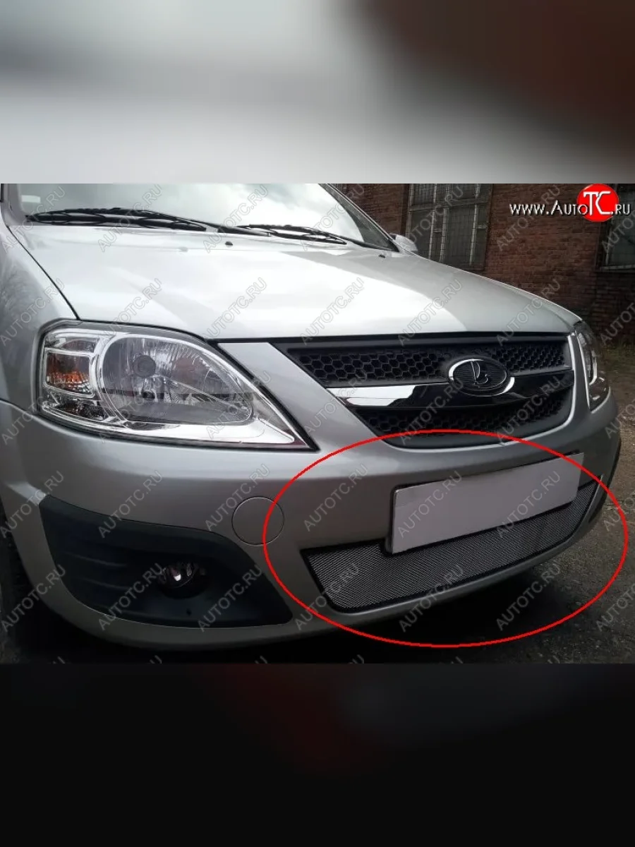 Защитная сетка на бампер Russtal (хром) Лада ВАЗ Ларгус дорестайлинг R90 (2012-2021)  с доставкой в г. Керчь
