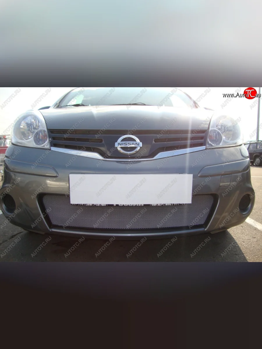 Сетка на бампер (рестайлинг) Russtal (хром) Nissan Note 1 E11 дорестайлинг (2004-2008)  в Керчи Республика Крым