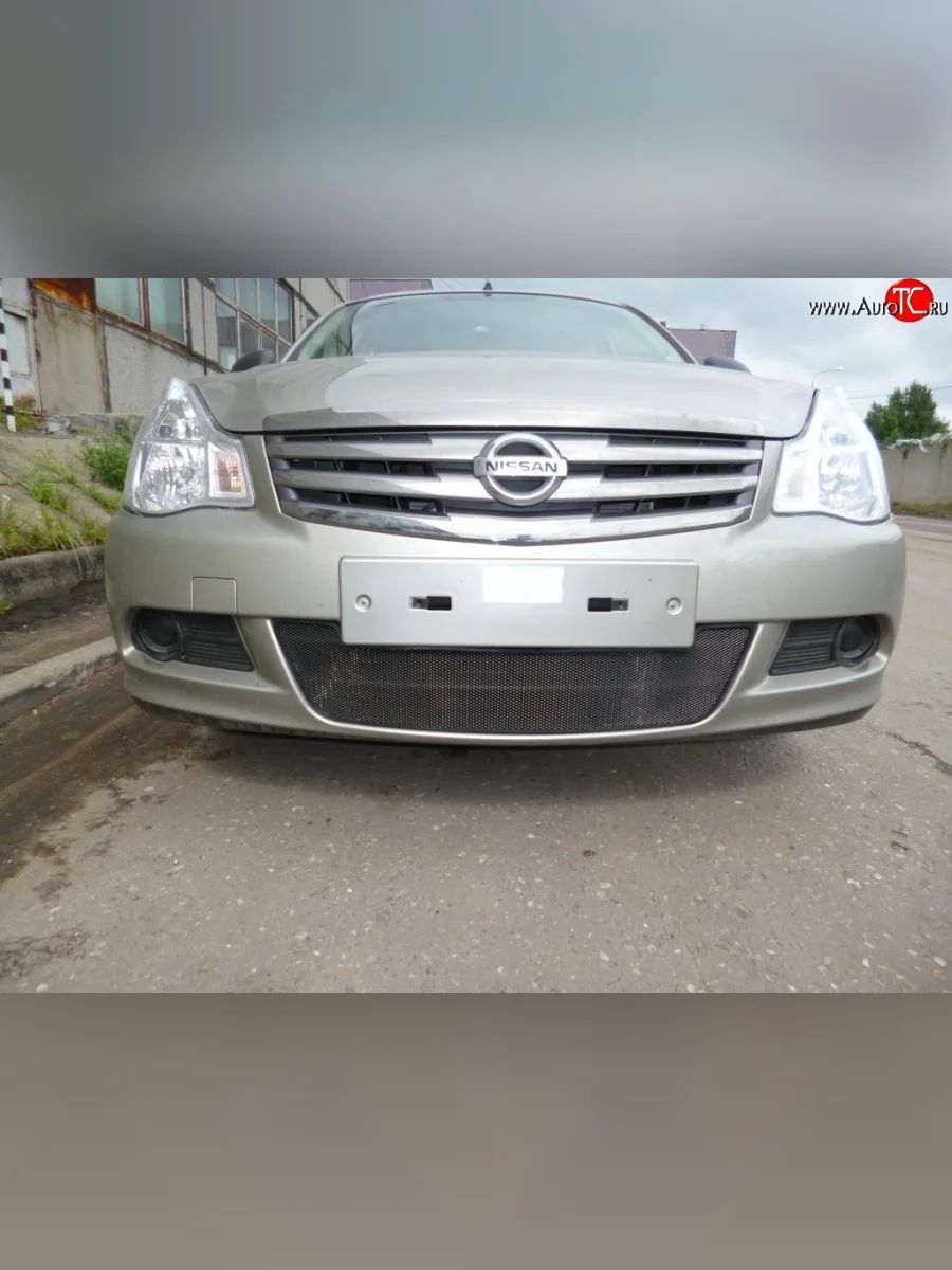 Сетка на бампер Russtal (черная) Nissan Almera 3 G15 седан (2012-2019)  в Перми Пермском крае