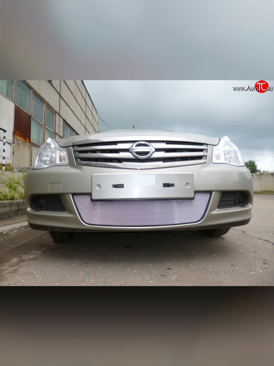 Сетка на бампер Russtal (хром) Nissan Almera 3 G15 седан (2012-2019)  в Самаре Самарской области