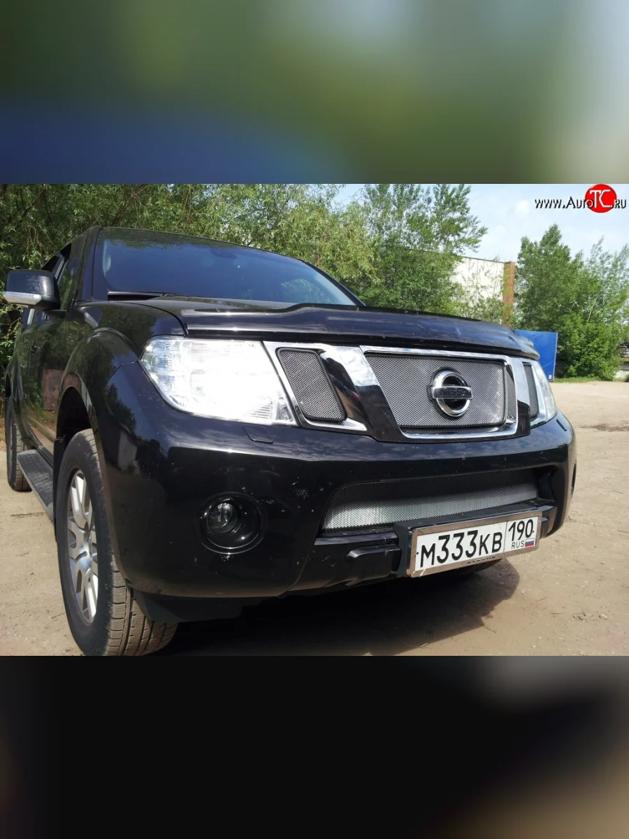 Сетка в решетку радиатора Russtal Nissan Pathfinder R51 рестайлинг (2009-2014) (хром)  в Перми Пермском крае