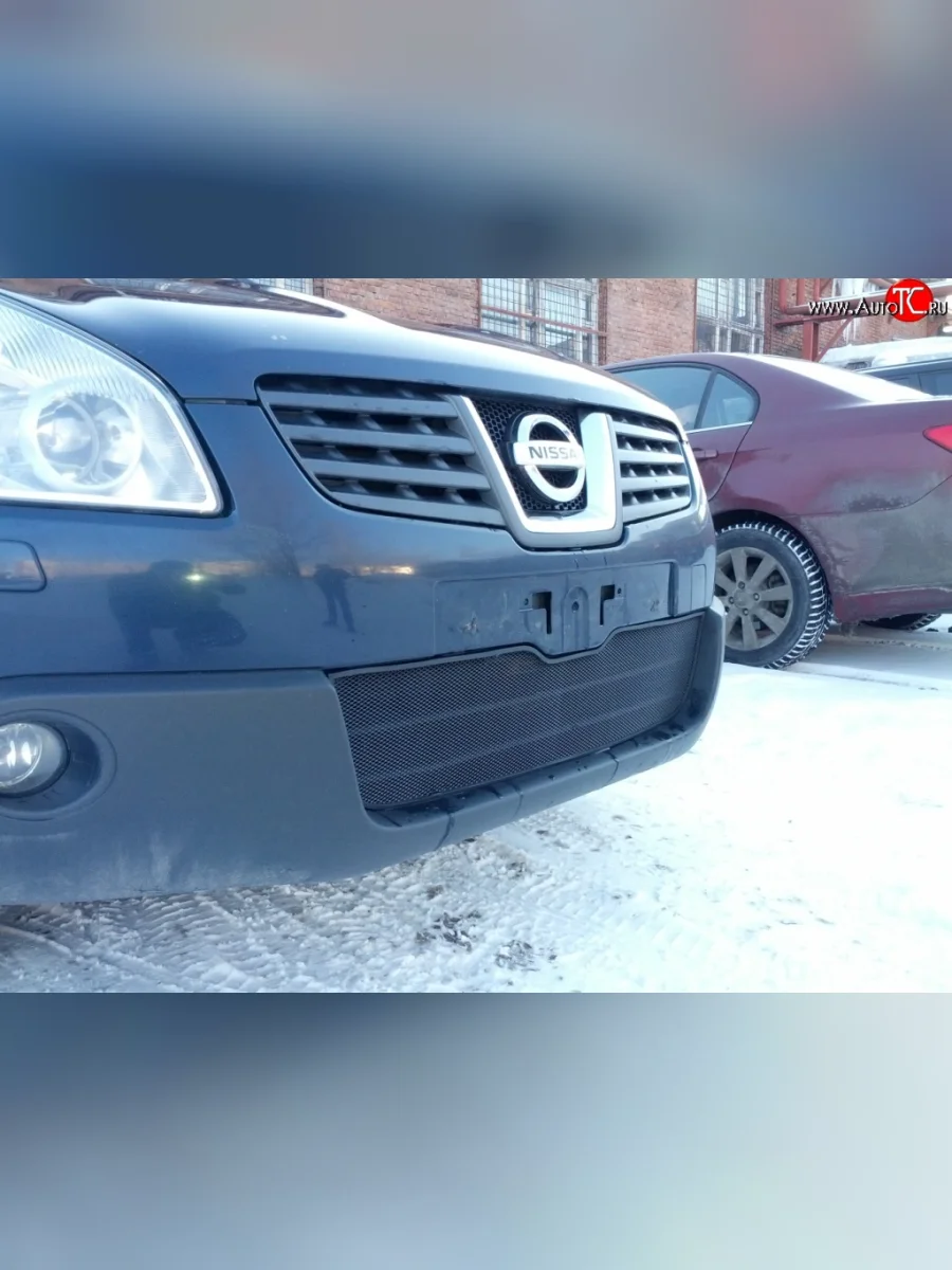 Сетка на бампер Russtal (черная) Nissan Qashqai 1 J10 дорестайлинг (2007-2010)  в Самаре Самарской области