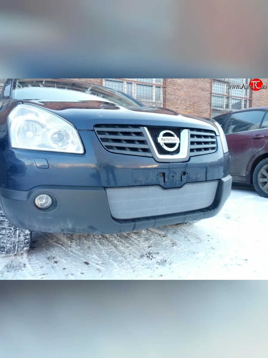 Сетка на бампер Russtal (хром) Nissan Qashqai 1 J10 дорестайлинг (2007-2010)  в Самаре Самарской области