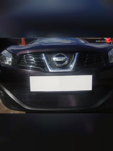 Сетка на бампер Russtal (черная) Nissan Qashqai 1 J10 рестайлинг (2010-2013)