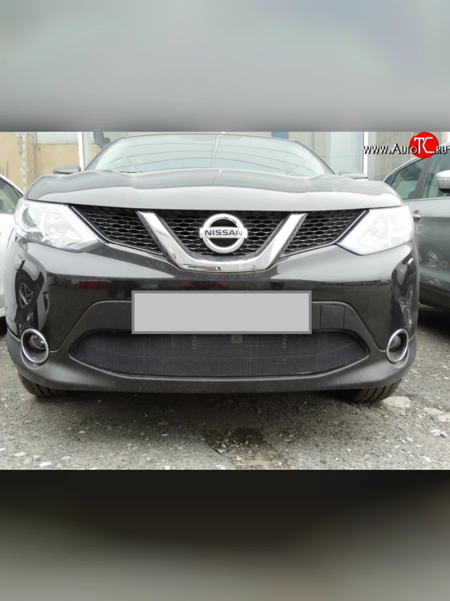 Сетка на бампер Russtal (черная) Nissan Qashqai 2 J11 рестайлинг (2017-2022)  в Самаре Самарской области