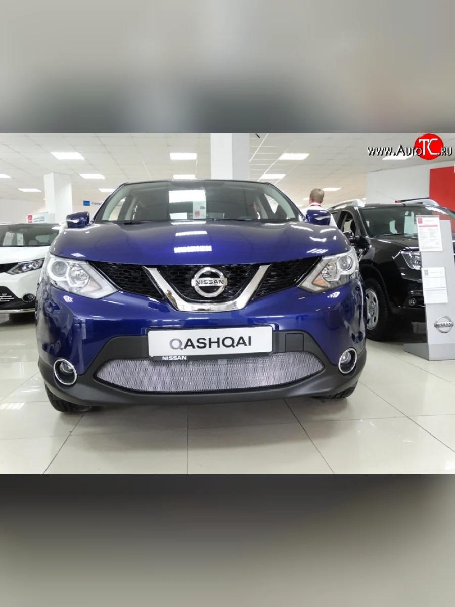 Сетка на бампер Russtal (хром) Nissan Qashqai 2 J11 рестайлинг (2017-2022)  в Керчи Республика Крым