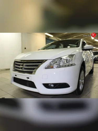 Сетка на бампер Russtal (черная) Nissan Sentra 7 B17 седан (2014-2017)