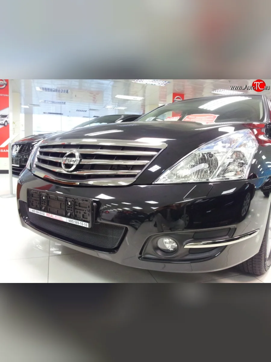 Сетка на бампер Russtal (черная) Nissan Teana 2 J32 дорестайлинг (2008-2011)  в Самаре Самарской области