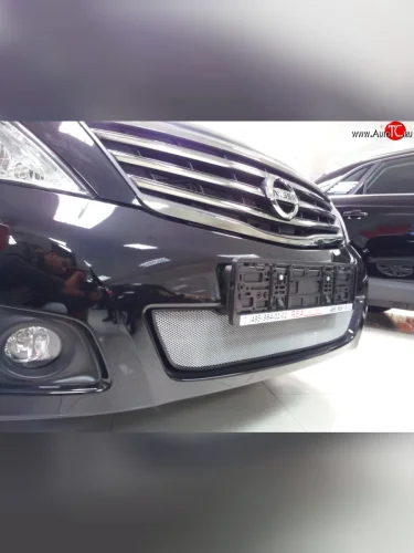 Сетка на бампер Russtal (хром) Nissan Teana 2 J32 дорестайлинг (2008-2011)