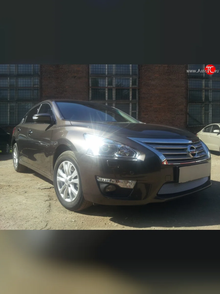 Сетка на бампер Russtal (хром) Nissan Teana 3 L33 дорестайлинг (2014-2020)  в Воронеже Воронежской области