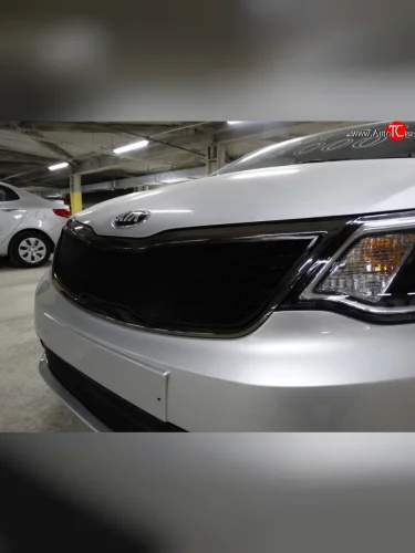 Сетка в решетку радиатора Russtal (черная) KIA Rio 3 QB хэтчбек 5 дв. рестайлинг (2015-2017)