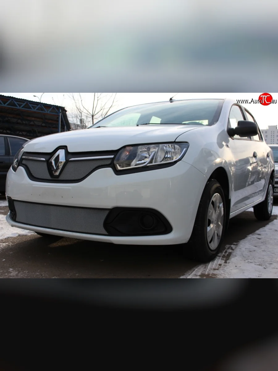Сетка в решетку радиатора Russtal Renault Logan 2 дорестайлинг (2014-2018) (хром)  в Керчи Республика Крым