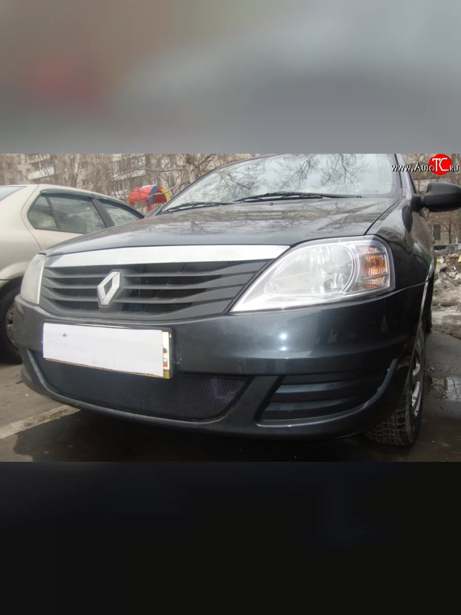 Сетка на бампер Russtal (черная) Renault Logan 1 рестайлинг (2010-2016)  в Керчи Республика Крым