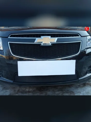 Нижняя сетка на бампер Russtal (черная) Chevrolet Cruze J305 хэтчбек дорестайлинг (2009-2012)