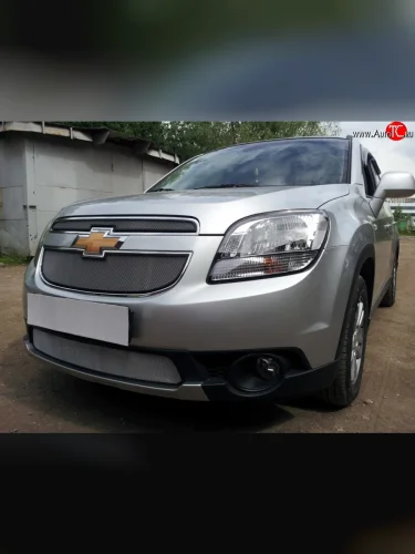 Сетка в решетку радиатора (верхняя) Russtal (хром) Chevrolet Orlando (2011-2018)