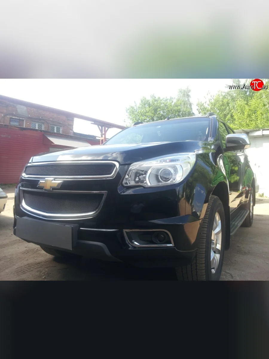 Сетка в решетку радиатора (верхняя) Russtal Chevrolet Trailblazer GM800 дорестайлинг (2012-2016) (черная)  в Керчи Республика Крым
