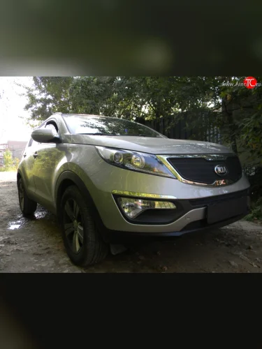 Нижняя сетка на бампер Russtal (черная) KIA Sportage 3 SL дорестайлинг (2010-2014)