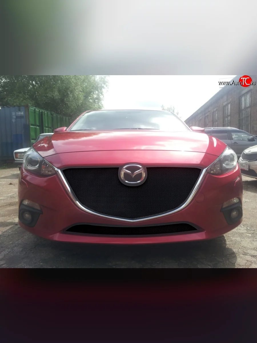 Сетка в решетку радиатора Russtal Mazda 3/Axela BM дорестайлинг, хэтчбэк (2013-2016) (черная)  в Керчи Республика Крым