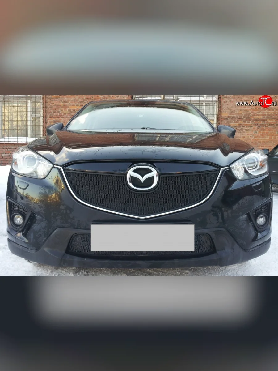 Нижняя сетка на бампер Russtal (черная) Mazda CX-5 KE дорестайлинг (2011-2014)  с доставкой в г. Керчь