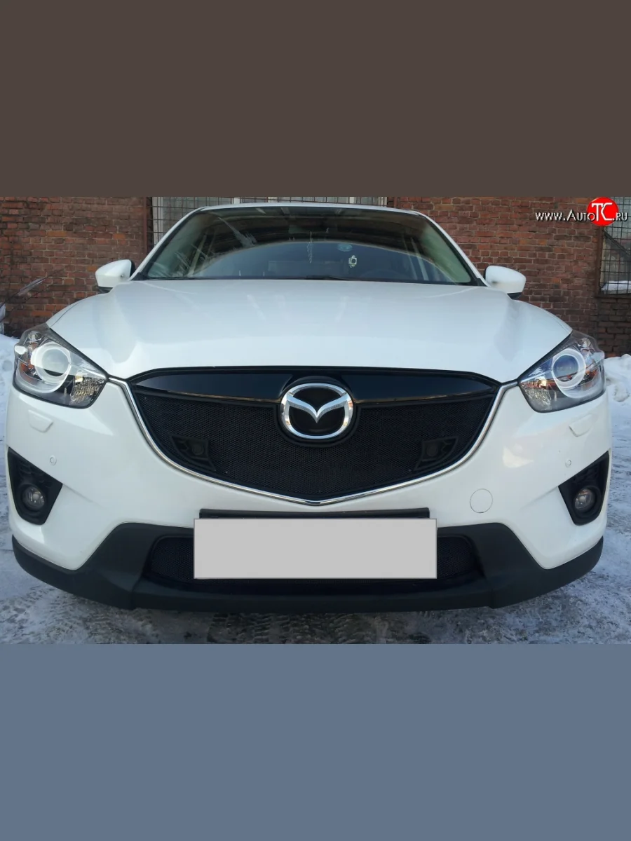 Сетка в решетку радиатора (с парктроником) Russtal Mazda CX-5 KE дорестайлинг (2011-2014) (черная)  в Керчи Республика Крым