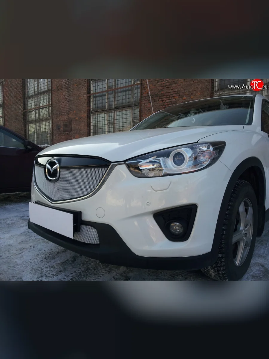 Нижняя сетка на бампер Russtal (хром) Mazda CX-5 KE дорестайлинг (2011-2014)  с доставкой в г. Керчь