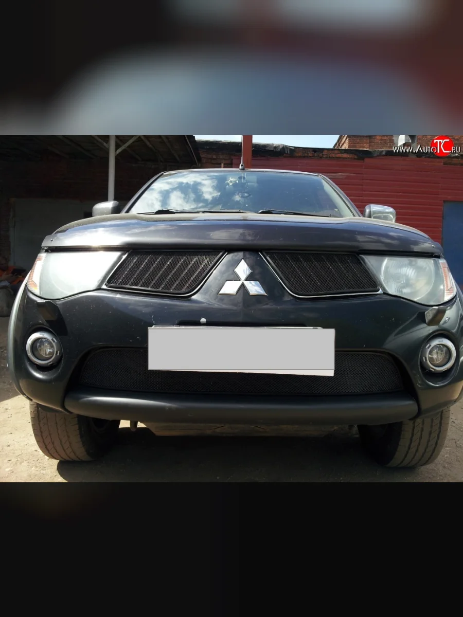 Сетка в решетку радиатора Russtal Mitsubishi L200 4  дорестайлинг (2006-2014) (черная)  в Перми Пермском крае