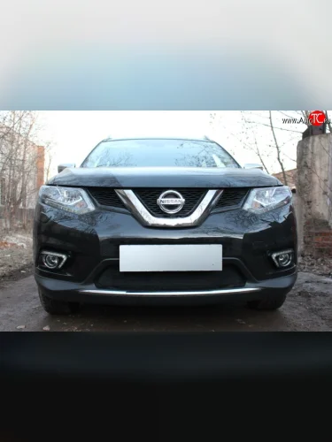 Сетка на бампер Russtal (черная) Nissan X-trail 3 T32 рестайлинг (2017-2022)