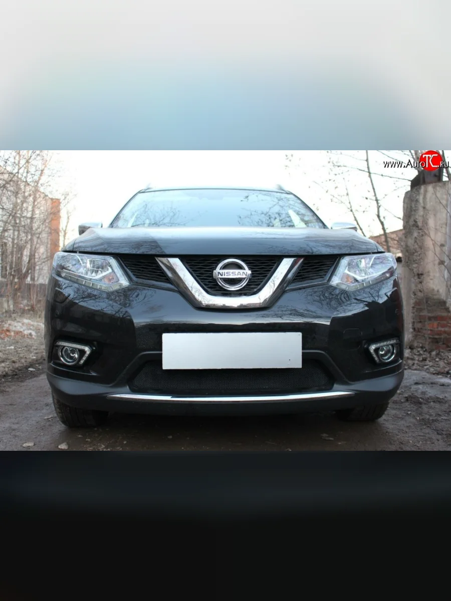 Сетка на бампер Russtal (черная) Nissan X-trail 3 T32 рестайлинг (2017-2022)  в Самаре Самарской области
