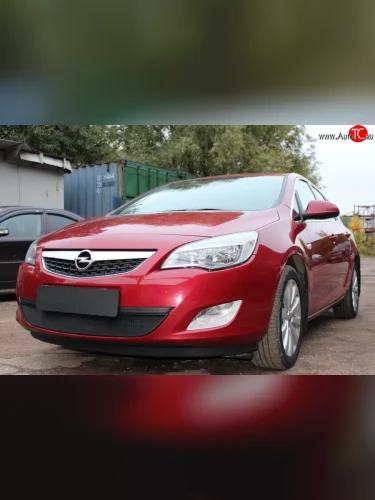 Сетка на бампер Russtal (черная) Opel Astra J хэтчбек 5 дв. дорестайлинг (2009-2012)