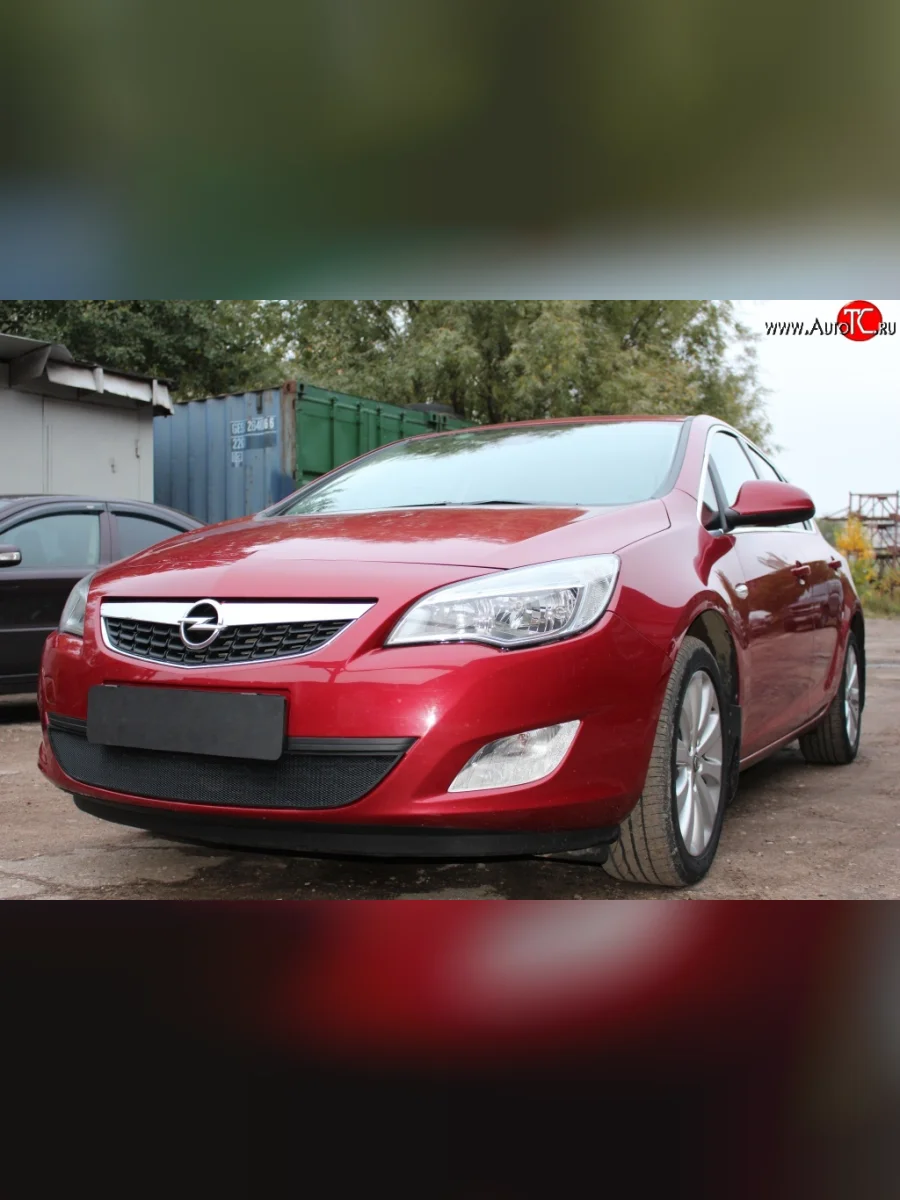 Сетка на бампер Russtal (черная) Opel Astra J хэтчбек 5 дв. дорестайлинг (2009-2012)  в Воронеже Воронежской области