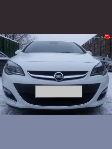 Сетка на бампер Russtal (черная) Opel Astra J хэтчбек 5 дв.  рестайлинг (2012-2017)