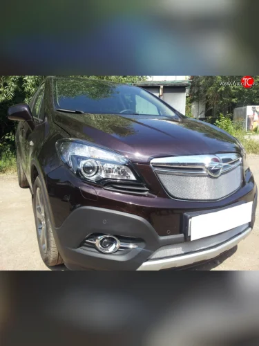 Нижняя сетка на бампер Russtal (хром) Opel Mokka  дорестайлинг (2012-2016)