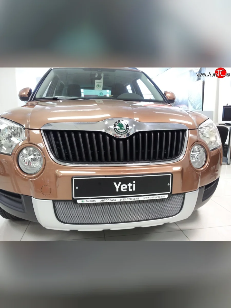 Сетка на бампер Russtal (хром) Skoda Yeti (2009-2013)  в Керчи Республика Крым
