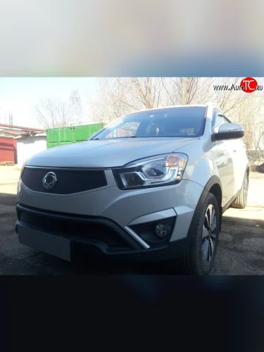 Нижняя сетка на бампер Russtal (черная) SSANGYONG Actyon рестайлинг (2013-2021)