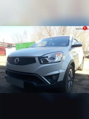 Нижняя сетка на бампер Russtal (черная) SSANGYONG Actyon рестайлинг (2013-2021)