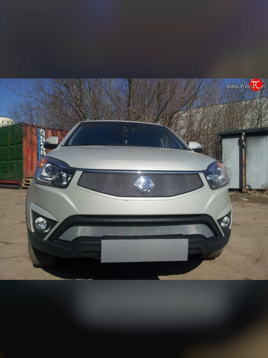 Верхняя сетка на бампер Russtal (хром) SSANGYONG Actyon рестайлинг (2013-2021)  с доставкой в г. Пермь