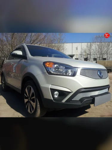 Нижняя сетка на бампер Russtal (хром) SSANGYONG Actyon рестайлинг (2013-2021)